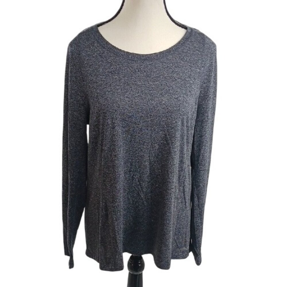 Calvin Klein Performance Long Sleeve Top Womens Size L Gray Stretch Athletic